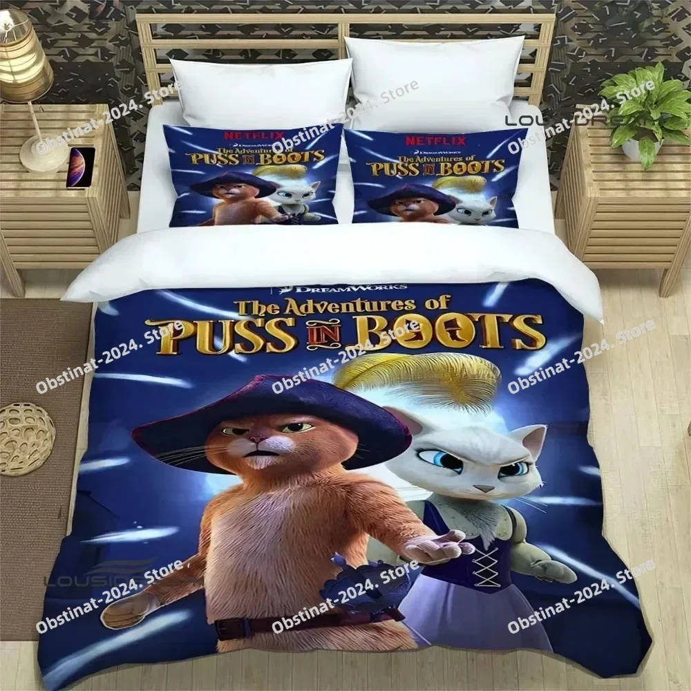 

Puss in Boots Cartoon printed Bedding Sets exquisite supplies set duvet cover bed comforter set bedding set luxury birthday gift