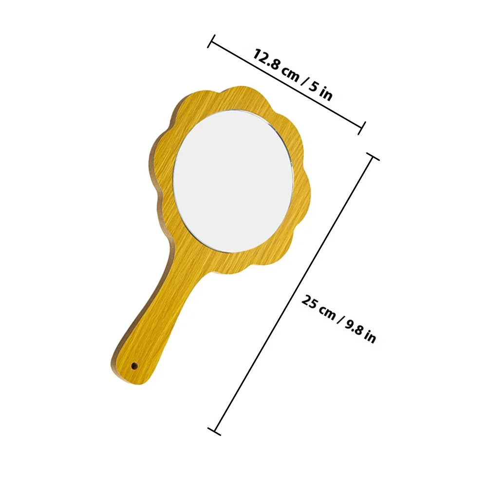 قطعتان من المرايا الخشبية المحمولة باليد، مرآة سفر صغيرة خفيفة الوزن للمكياج، محمولة للاستخدام المنزلي والصالون #2