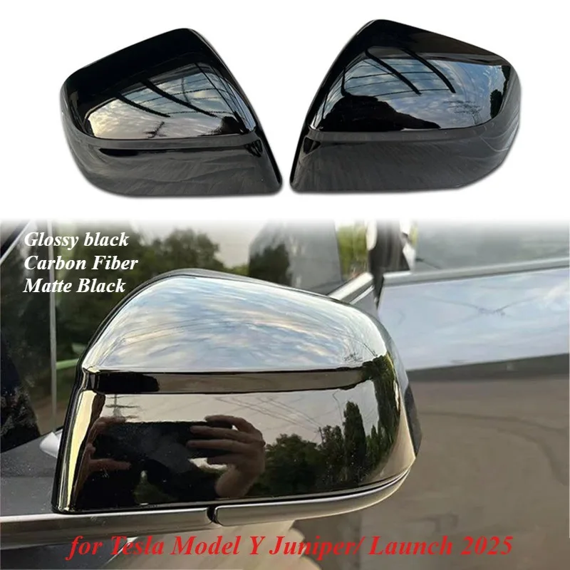For Tesla Model Y Juniper  Launch 2025 Car Paste Side Door Mirror Cover Auto Exterior ABS Sides Rearview Cover Carbon Fiber