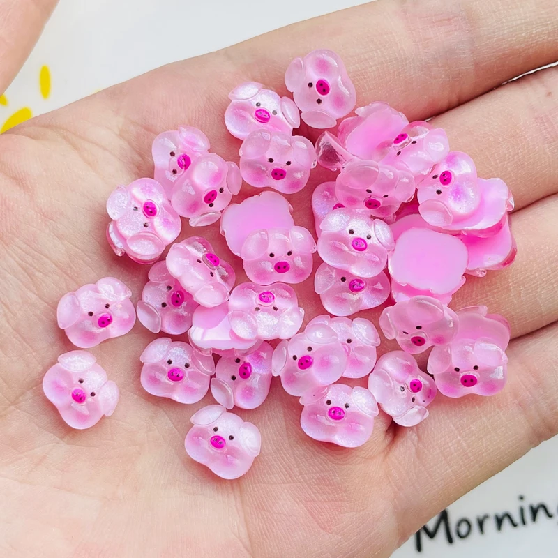 

50Pcs New Cute Mini KawaiiCartoon Pink Piglet Flat Back Resin Cabochons Scrapbook Diy Manicure Wedding Hairpin Accessories Craft