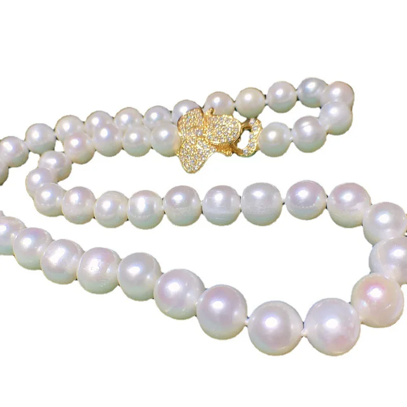 Natural  9-10mm freshwater Pearl Necklace Bracelet Earring Set