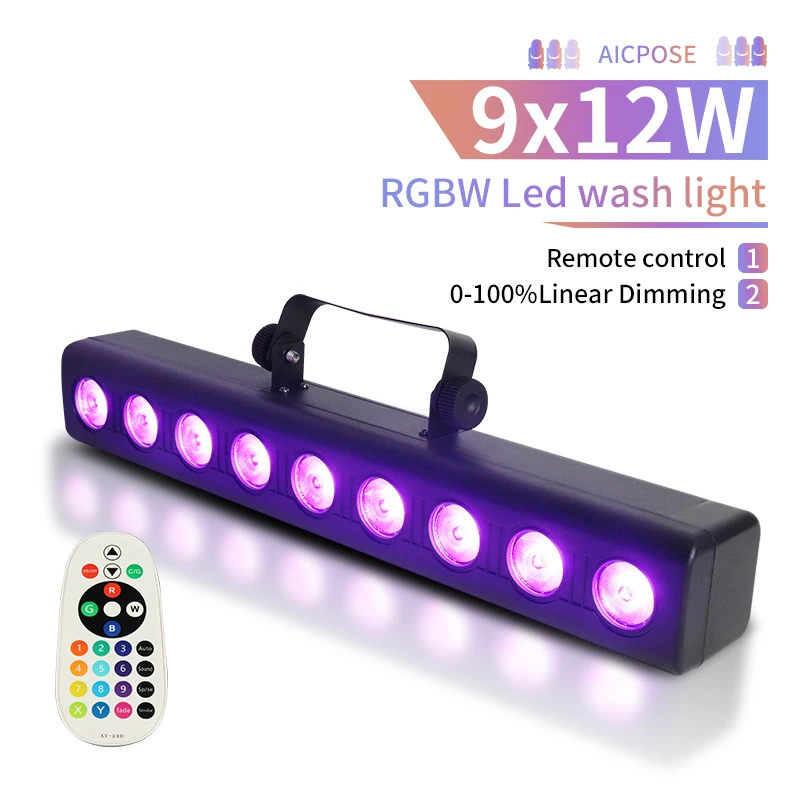 4-6PCS 9LEDs 4IN1 Wall Wash Lamp 36W RGBW Lights Bar Stage Lighting Effect DJ Party Lights Projection Light for Disco Theater