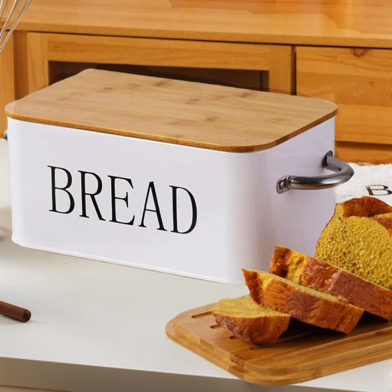 

Breathable Metal Bread Box with Bamboo Cutting Lid,Toast Storage Container for Kitchen Countertop,Baguette Bin,Food Organizer