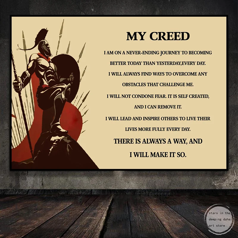 Retro Motivational Samurai Spartan Quotes Creed Warrior Art Poster Canvas Painting Wall Print Picture for Living Room Home Decor