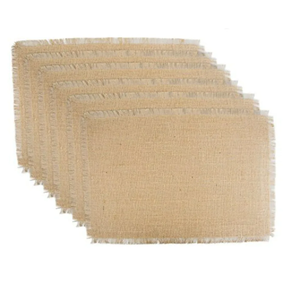 

Jute Burlap Collection Kitchen Tabletop, Placemat Set, 13x19,,6 Count