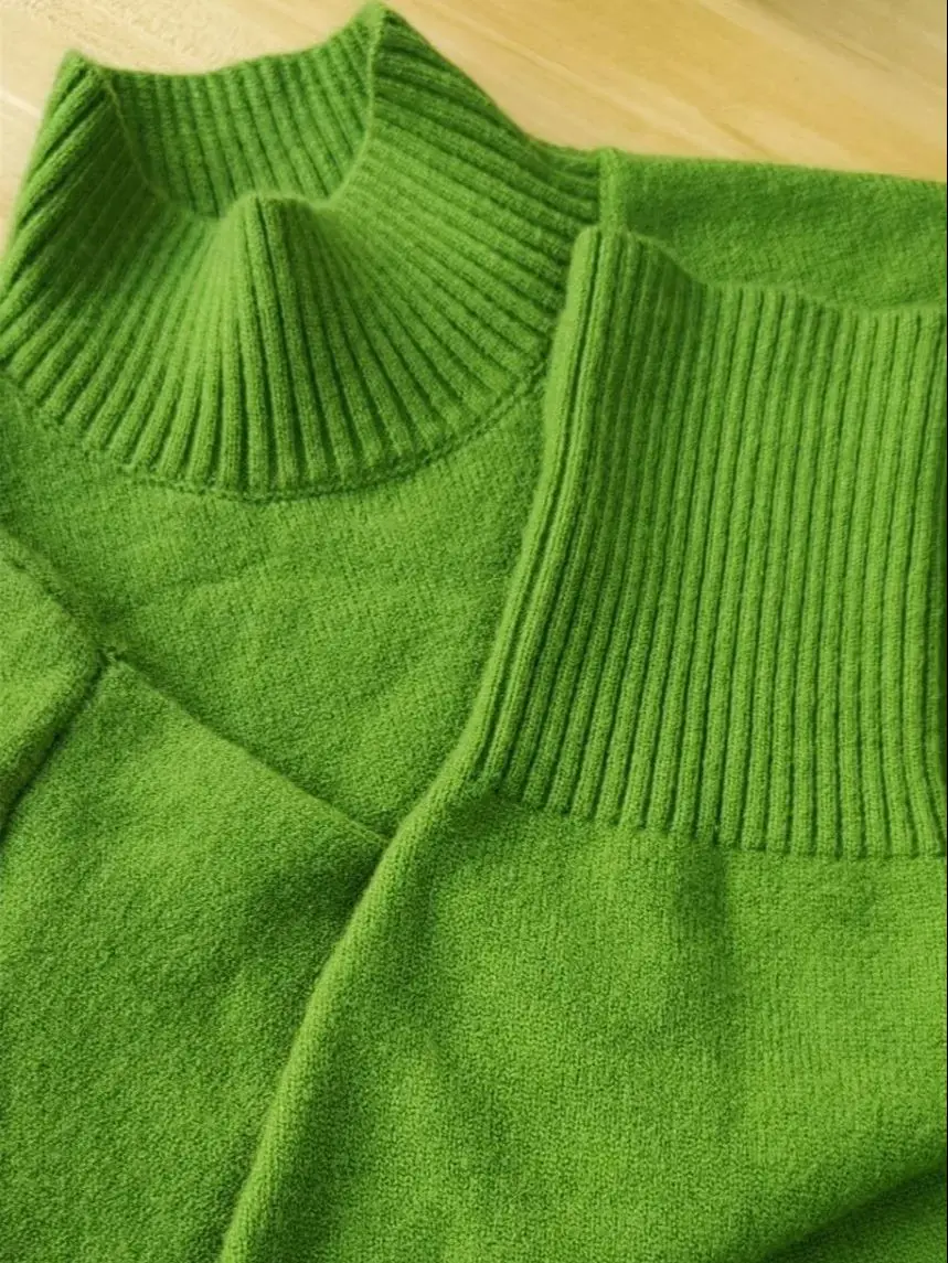 Women Turtleneck\'s Sweater Autumn Winter Thick Warm Pullover Tops Female Oversized Casual Loose Knitted Green Jumper Sweaters