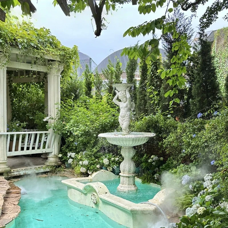 

A collection of cast iron gardening supplies flowing water ornaments fountains