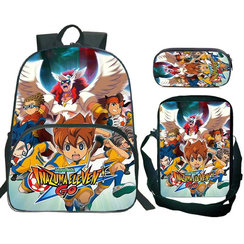 3pcs Set Inazuma Eleven Go Child Backpack With Shoulder Bags Pencil Case Boys Girls Anime School Bags Cartoon Bookbag Mochilas