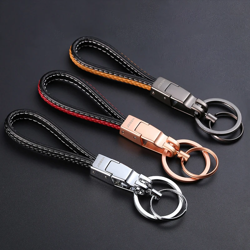 Jobon High-Grade Car Key Chain Women Men Custom Lettering Keychains Leather Key Ring Holder Bag Pendant Jewelry Gifts for Men