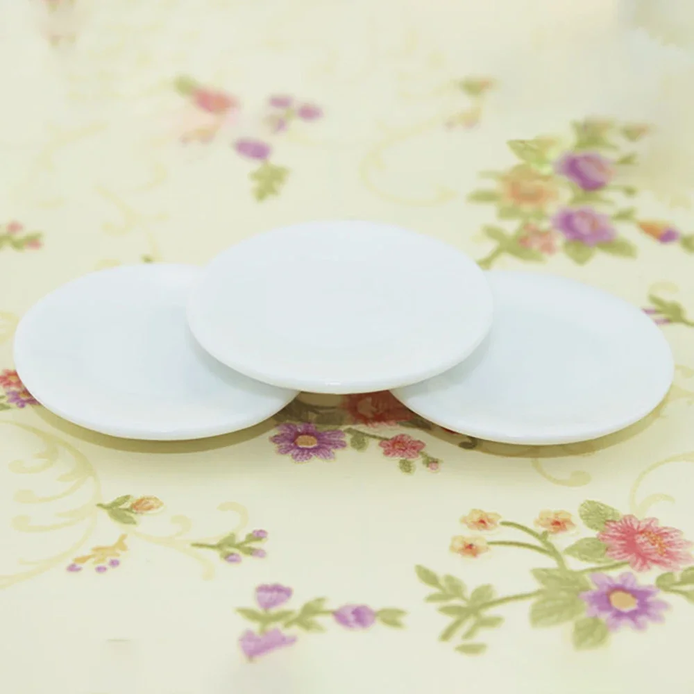 3Pcs 1/12 Dollhouse Miniature Accessories Mini Food Plate Simulation Dessert Disk Model Toy for Doll House Decoration