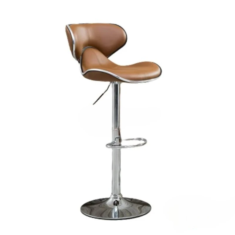 

Stool chair with comfortable leather seat and aluminum footrest