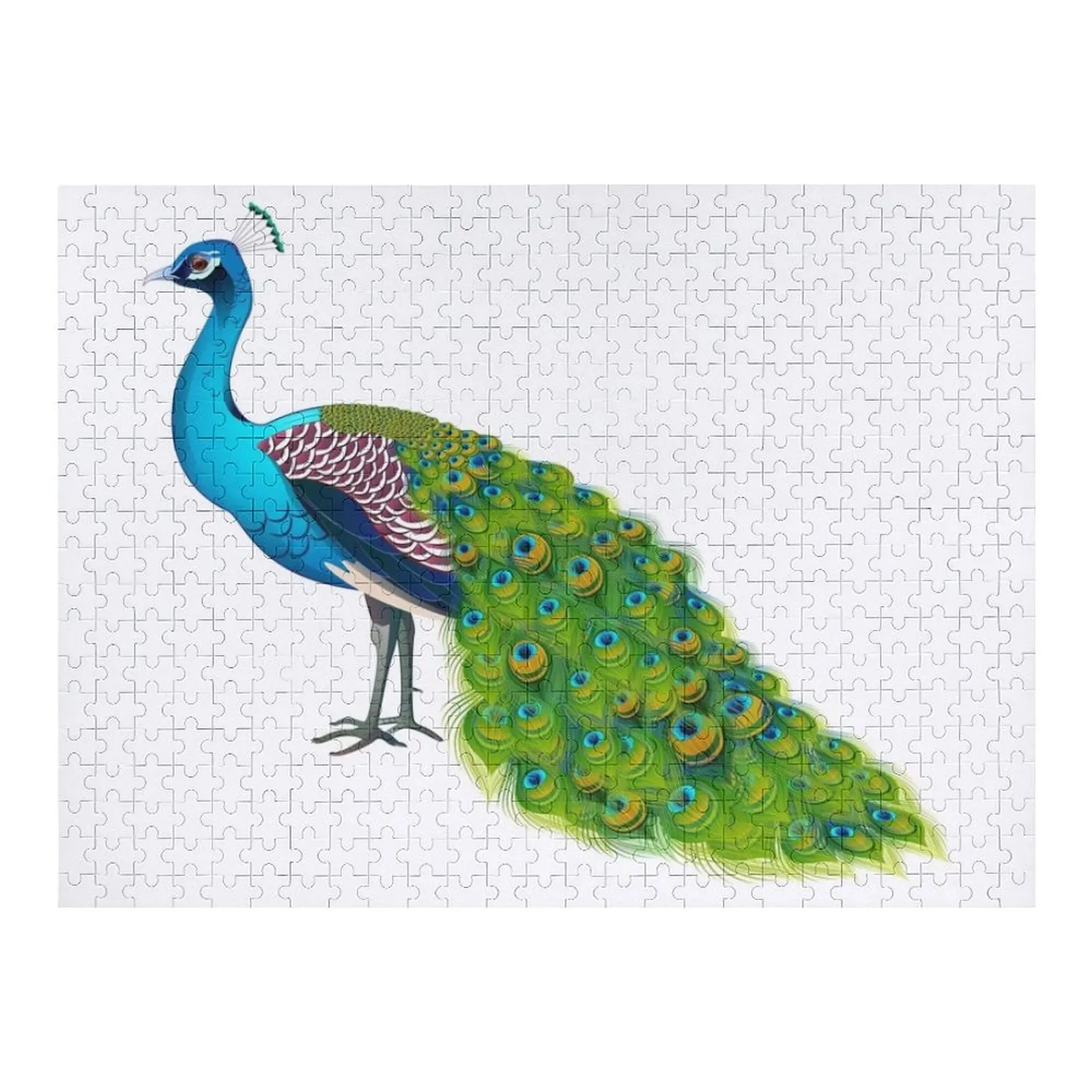 

Teal Peacock Graphic Jigsaw Puzzle Woods For Adults Wooden Adults Customs With Photo Puzzle