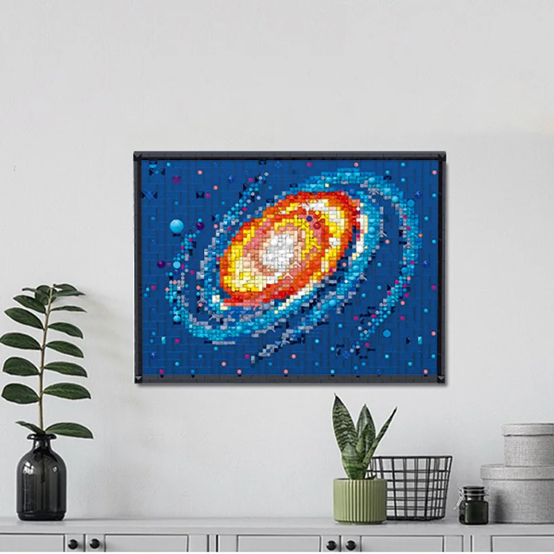 Space Milky Way MOC Building Model Painting Micro Building Blocks Kit Creative Collectible Toys Gifts for Adult Kids 2400+pcs