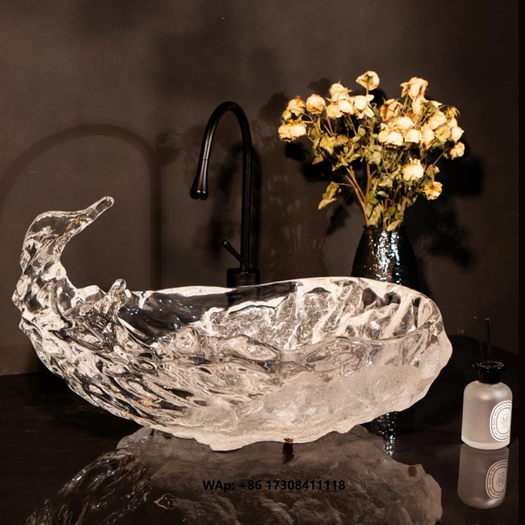 TT factory direct wholesale OEM custom platinum crystal Art hand wash countertop hotel villa project bathroom sink basin