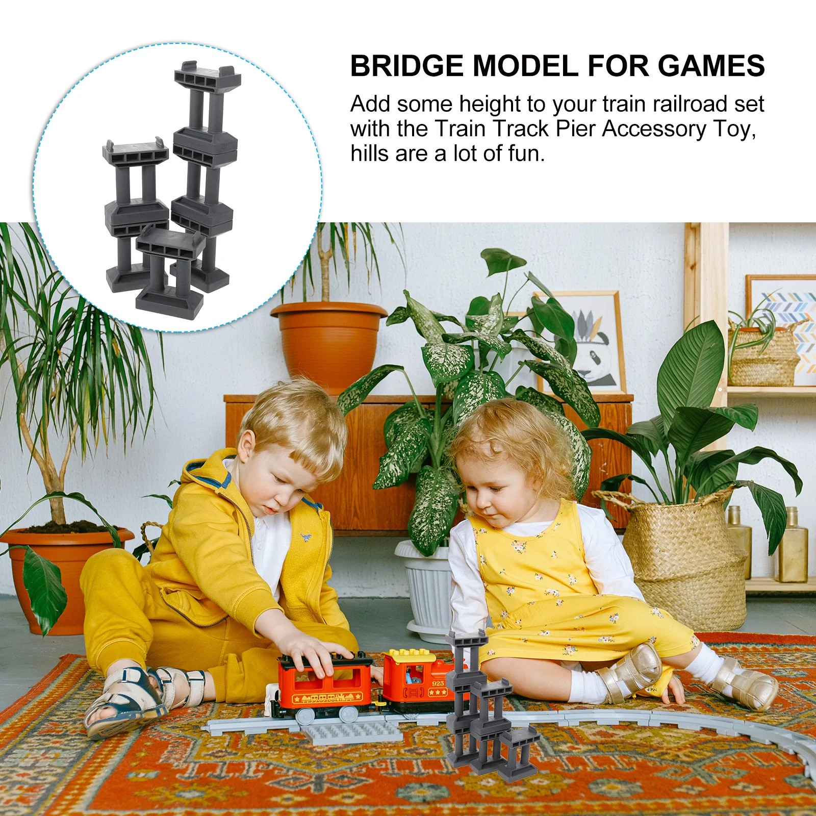 6 Stück Eisenbahnbrücke Pier Simulation Zug Pretend Bridge Zubehör Geeignet für Kinder, die Dekoration und DIY-Landschaft spielen