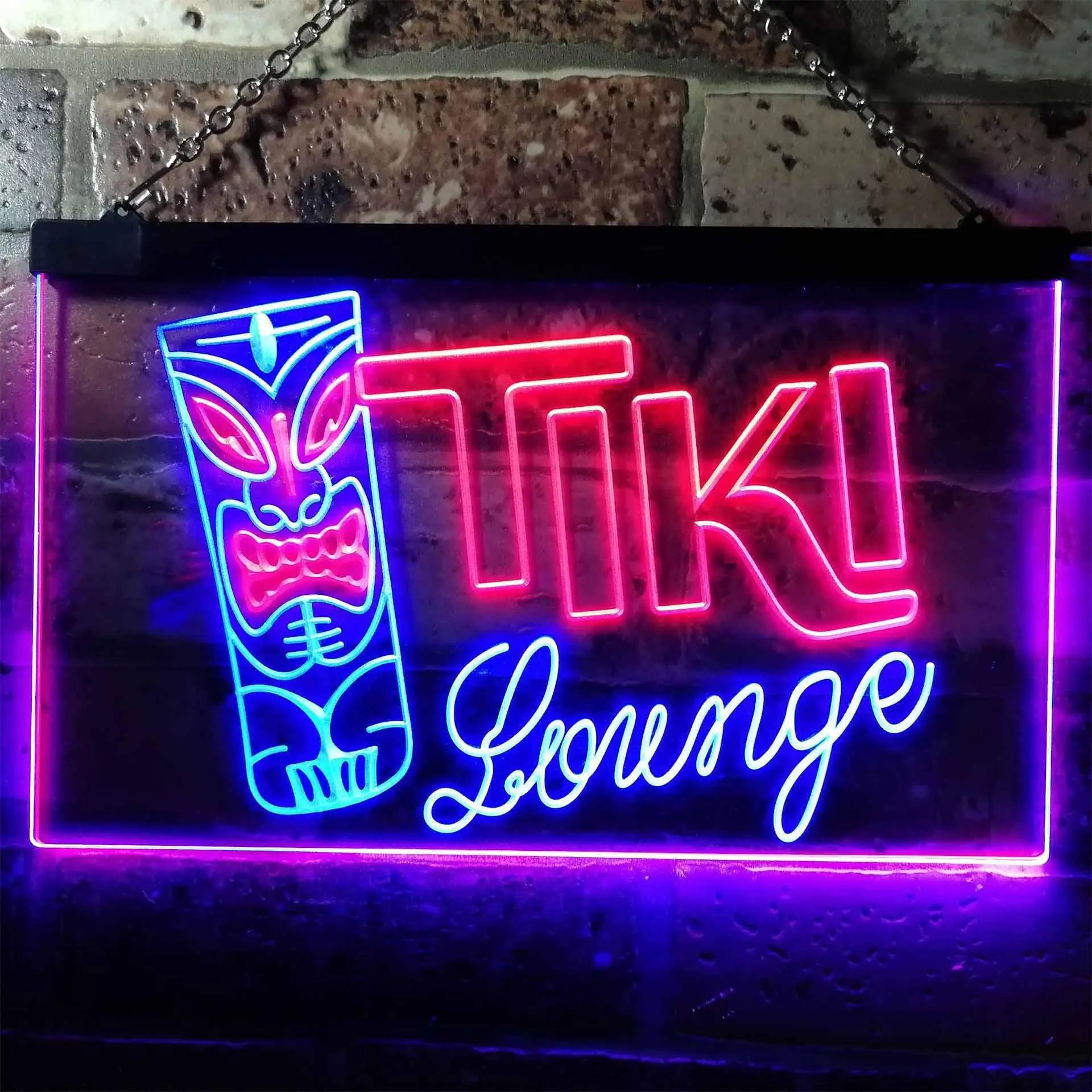 TIKI Lounge. with Totem Pole Dual Color Led Neon Sign st6-s0002