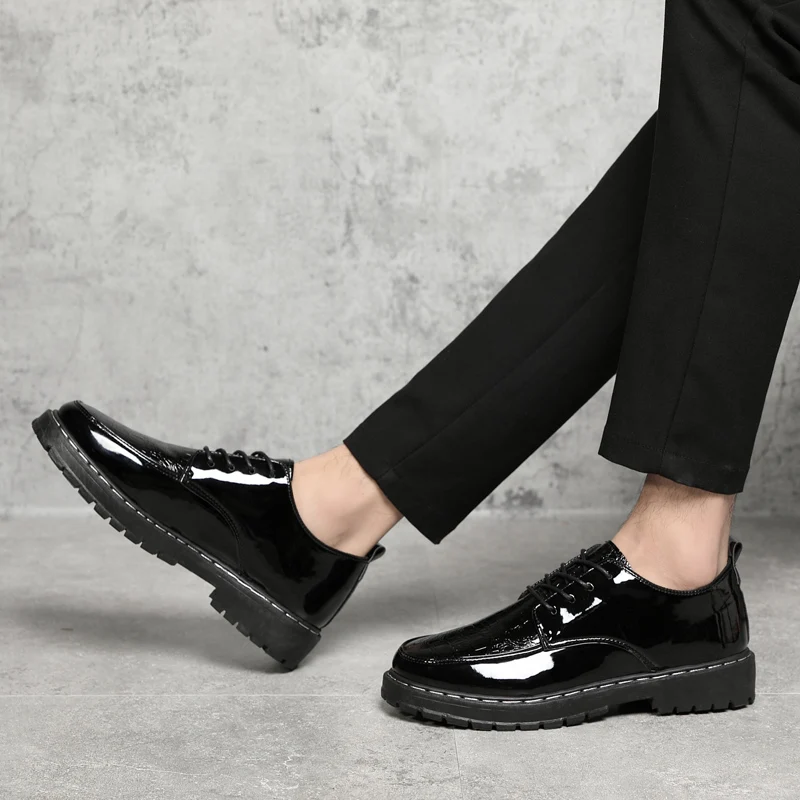 

Мужские стильные профессиональные рабочие ботинки, кожаная обувь с модным узором, прочная удобная кожаная обувь с верхом