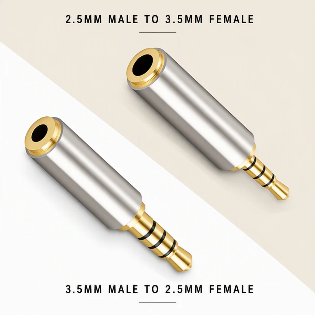 2pcs Jack 3.5MM To 2.5MM Audio Adapter 2.5MM To 3.5MM Plug Connector for Speaker Cable Headphones Micphone