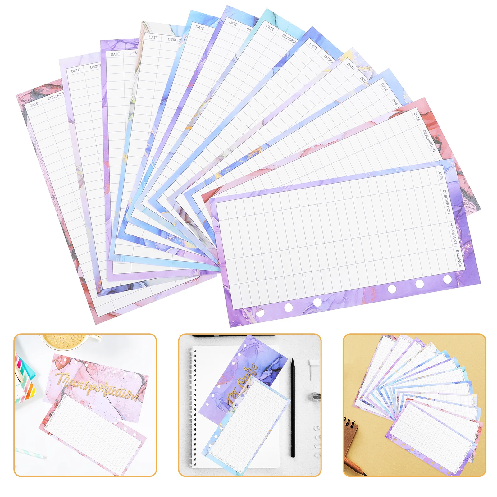 

3 Books Budget Sheets Portable Daily Planner Paper for Expense Tracking and Money Management Home Office Supplies