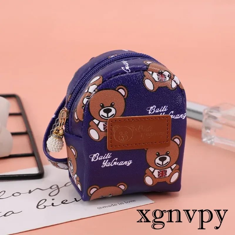 Xgnvpy New cute bear coin purse with portable earphone bag data cable mini storage bag key small bag