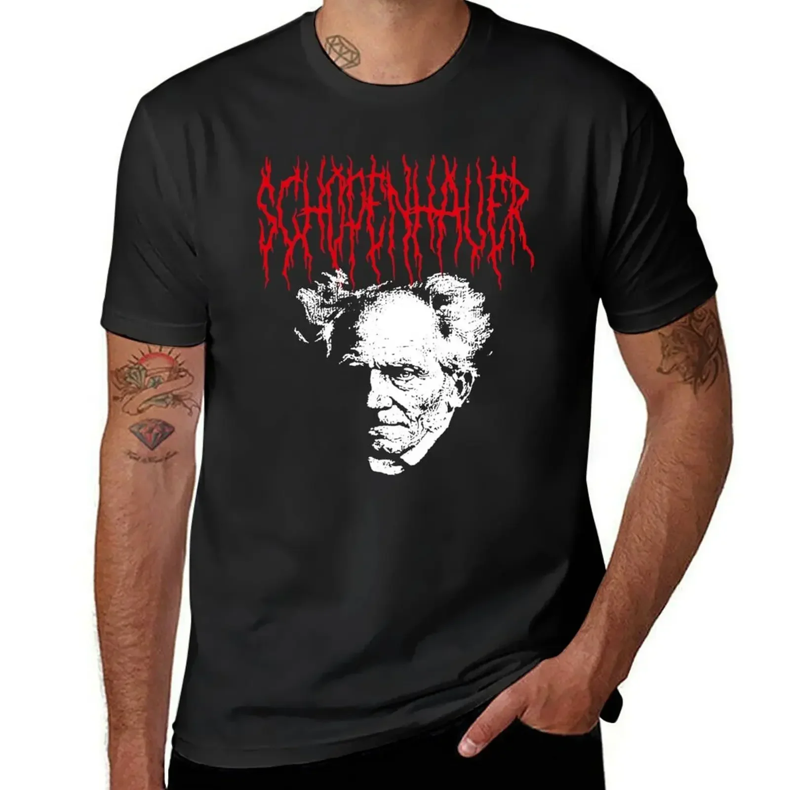 Arthur Schopenhauer Philosopher T-Shirt sweat vintage clothes black t shirts for men 2024 new arrival summer manga style