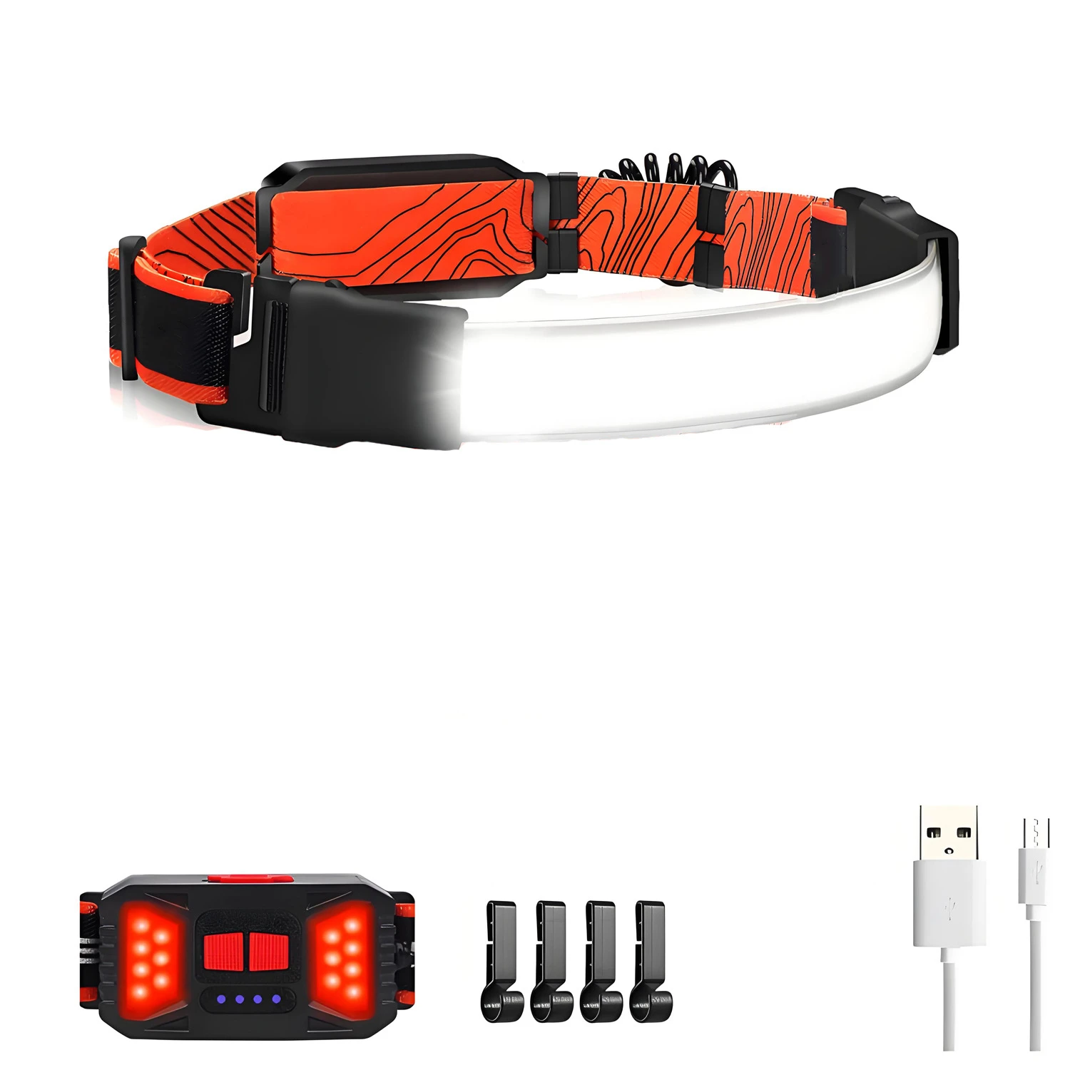 Ultra Bright Waterproof COB Headlamp for Night Fishing For Running Hiking Outdoor Rechargeable LED Light with Reliable ABS Build
