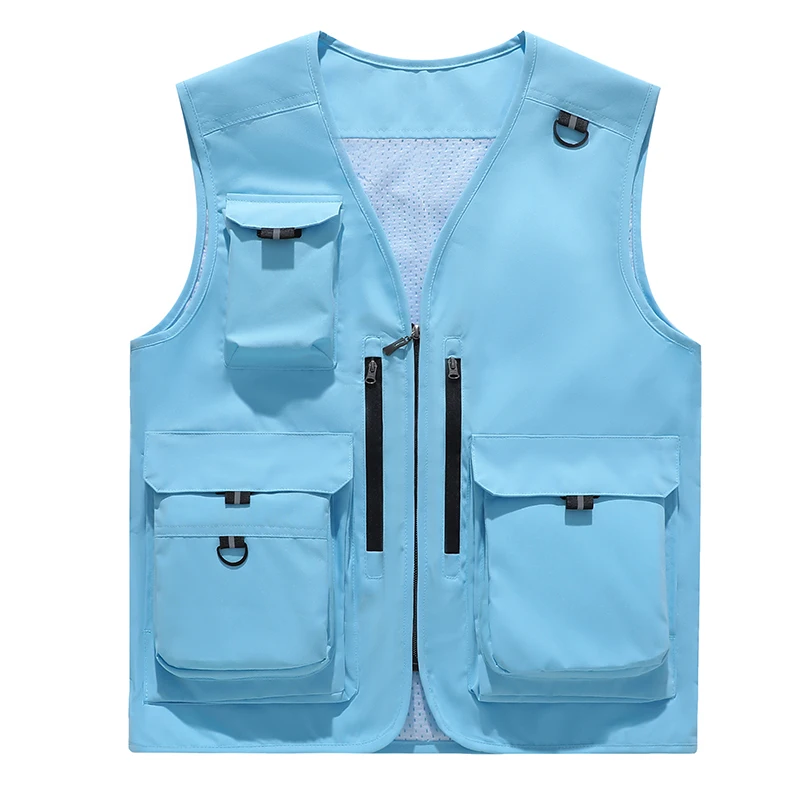 Men Multi-Pocket Utility Vest Mesh Lining Sleeveless Tactical Waistcoat Outdoor Fishing Photography Work Vest