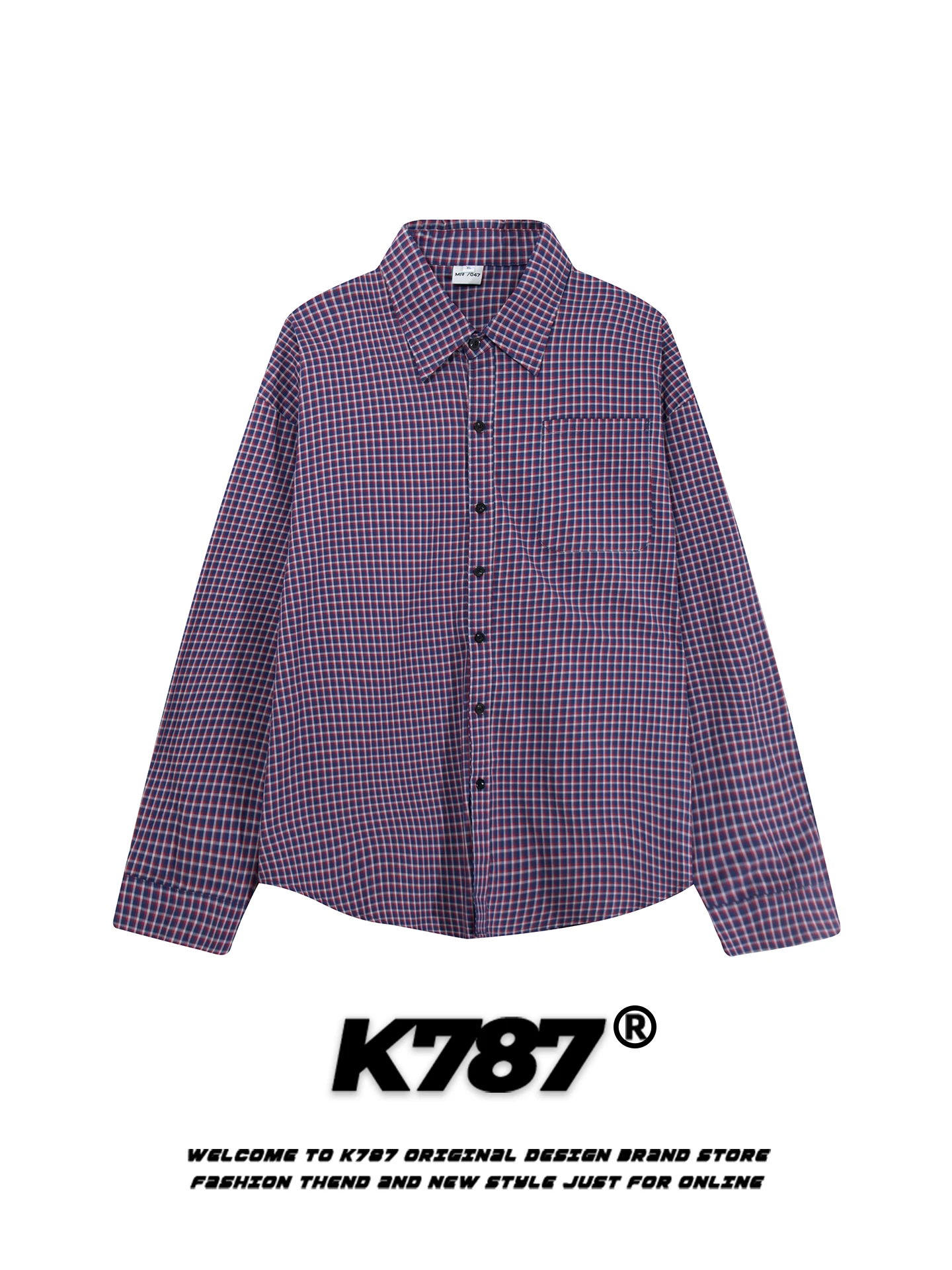 

K787 American Retro Long Sleeve Shirt Loose Fit Men's Women's Plaid Pattern Couple's Top Autumn Fashion Youth Trend