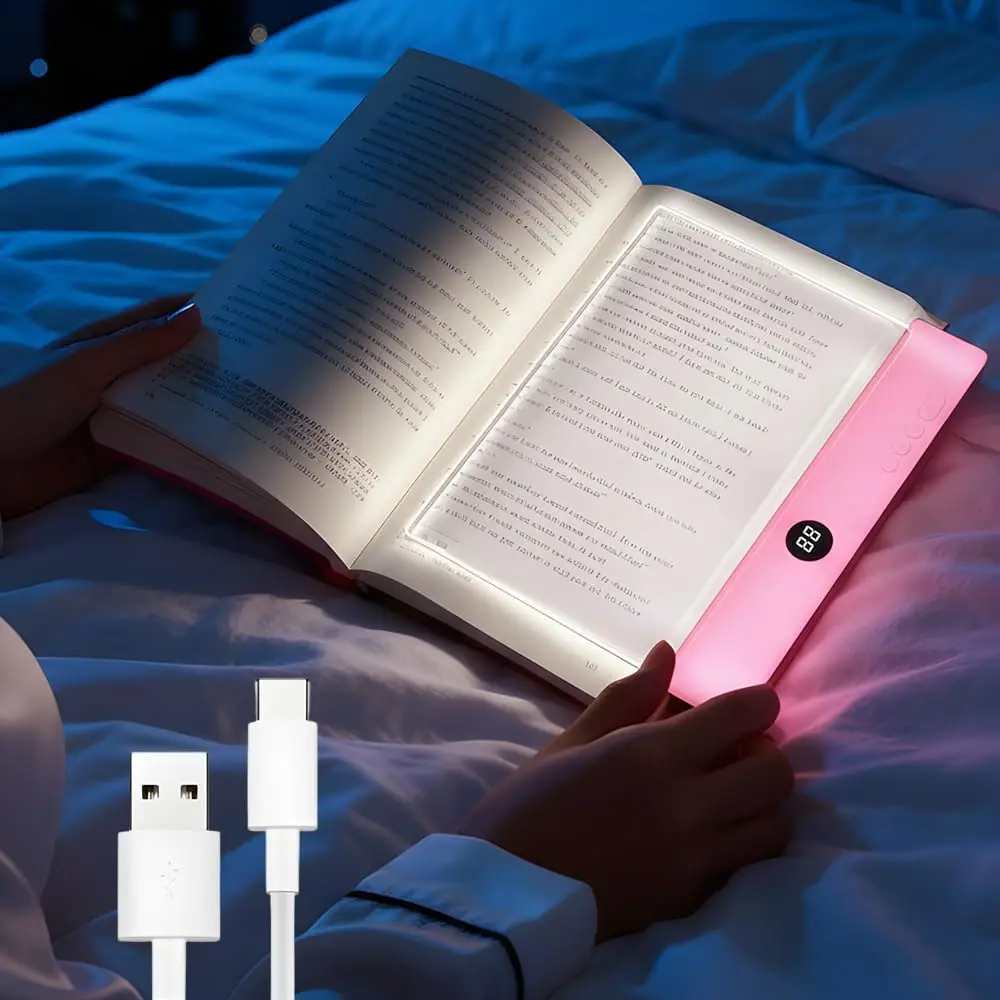 Smart LED Reading Light, Book Lights for Reading at Night, Dimmer Flat Book Light,Rechargeable LED Clear Full Page Reading Lght