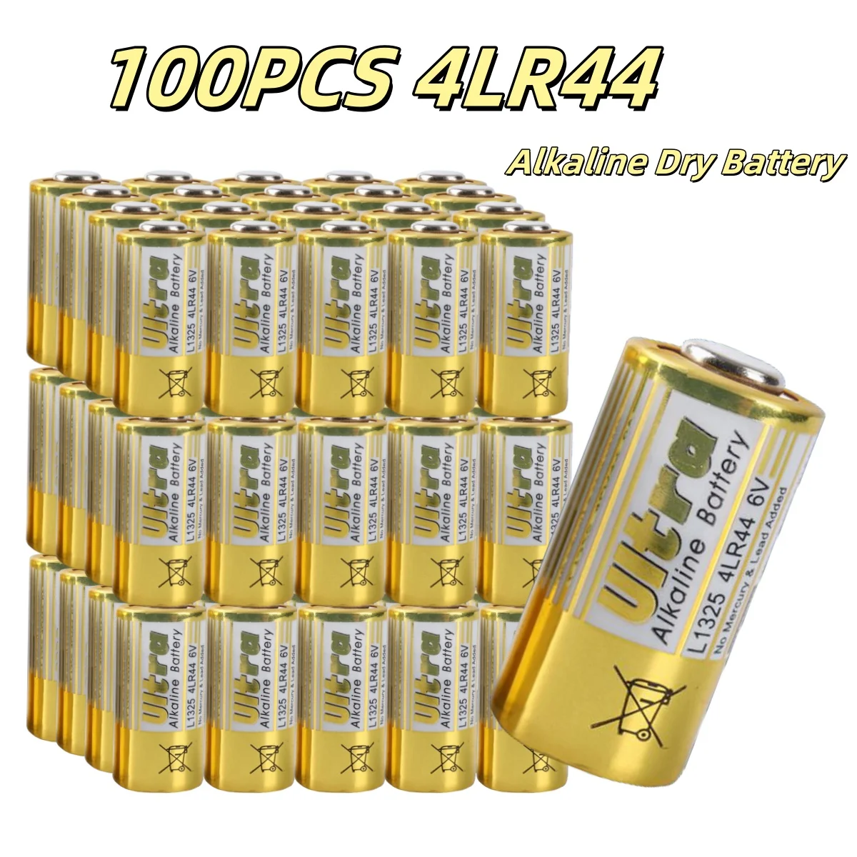 100pcs 4LR44 6V Batteries L1325 4AG13 4A76 544 Primary Dry Alkaline Battery Cells Car Remote Watch Toy Calculator