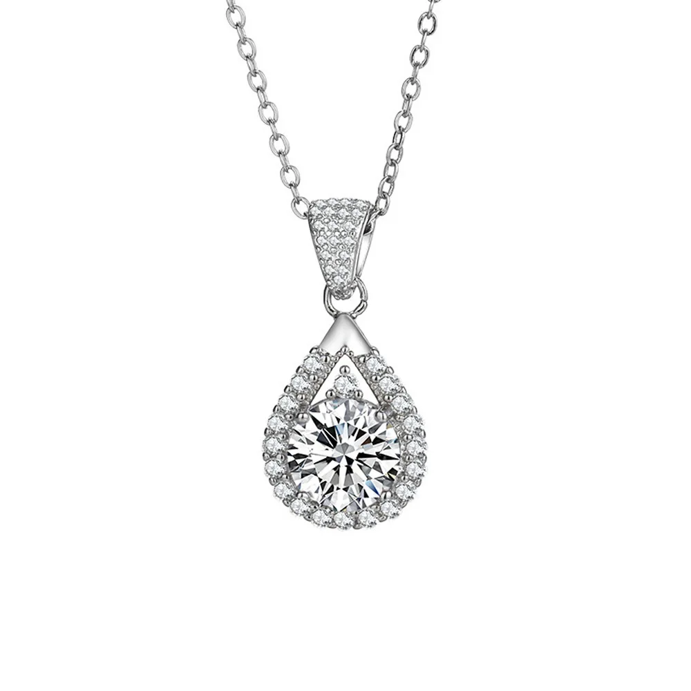 Necklace for Woman Wedding Fine Jewely with 925 Sterling Sliver Plated 18k White Gold Necklace - view 2