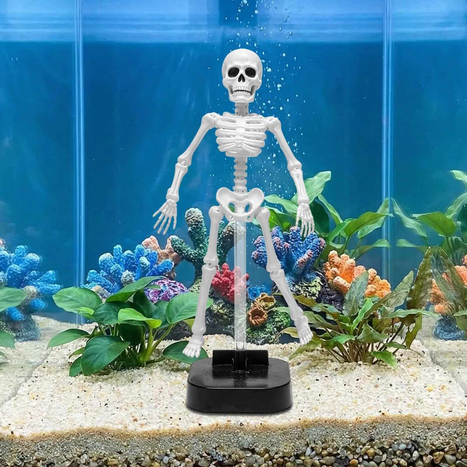 Underwater Skeleton Halloween Decor Dancing Movable Suction Base Skeleton Figurine Aquarium Landscape Ornament for Fish Tank