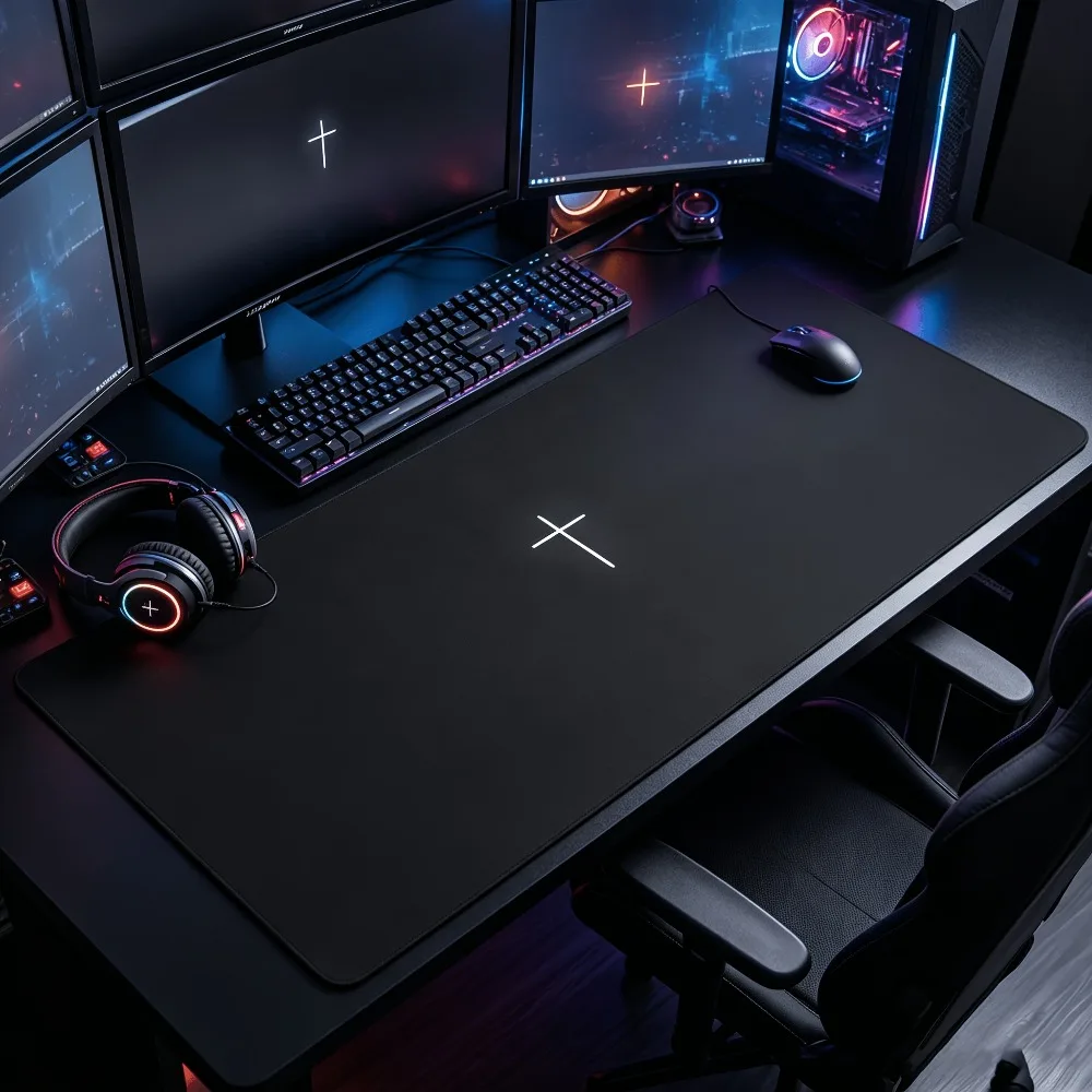 CIFBUY Black White Cross Pattern Mouse Pad Large Gaming Desk Mat Non Slip Rubber Base Polyester Surface for PC Office Home Gift