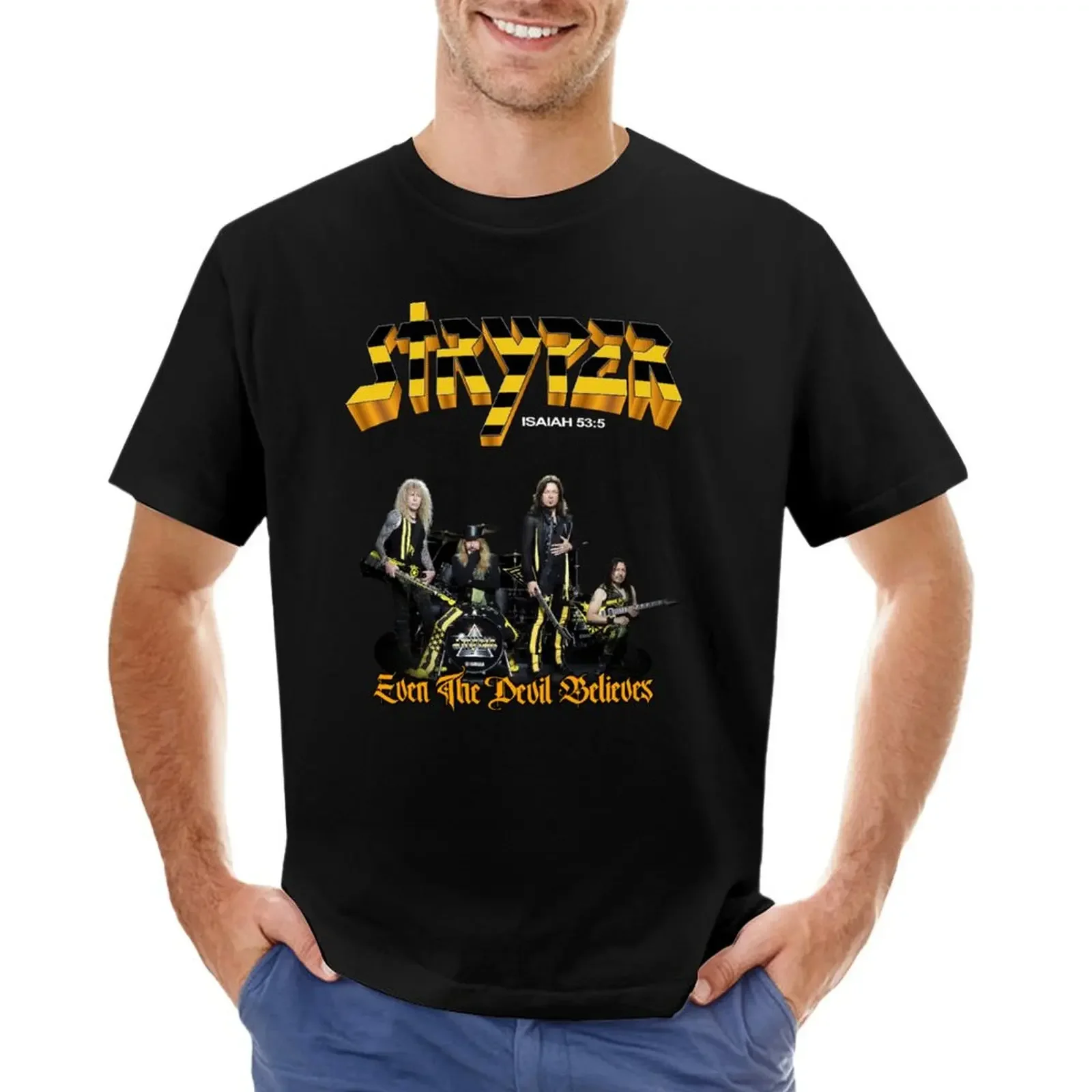 Stryper Even the Devil Believes T-shirt quick drying plus sizes slim fit t shirts for men