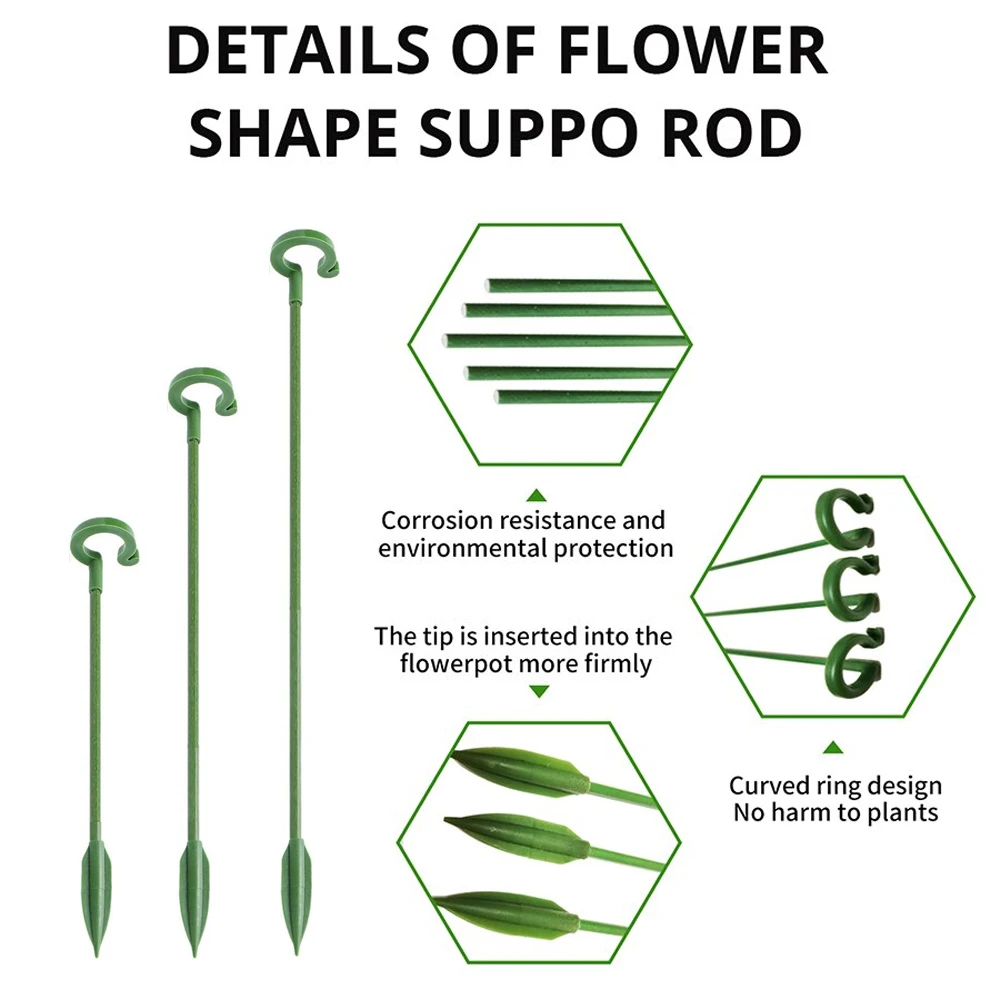 Estacas de soporte para plantas de jardín, flor de tallo único, orquídea Phalaenopsis, soporte dedicado, soporte de flores de plástico reutilizable