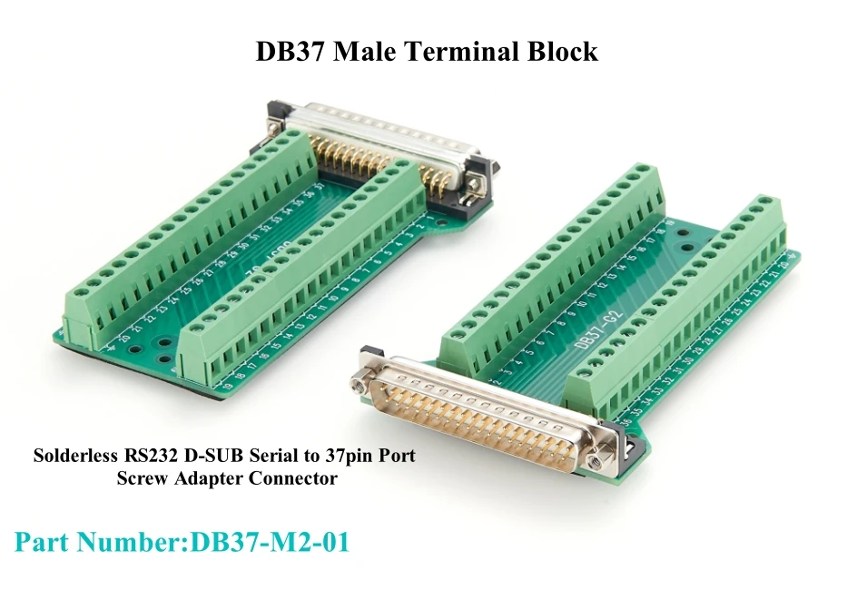 D-SUB DB37 Breakout-Stecker DB37 Stecker Seriell zu Schraubklemmen, lötfreies Verdrahtungsmodul, Signal-Breakout, DIN-Schienen-Leiterplatte – Detail 3