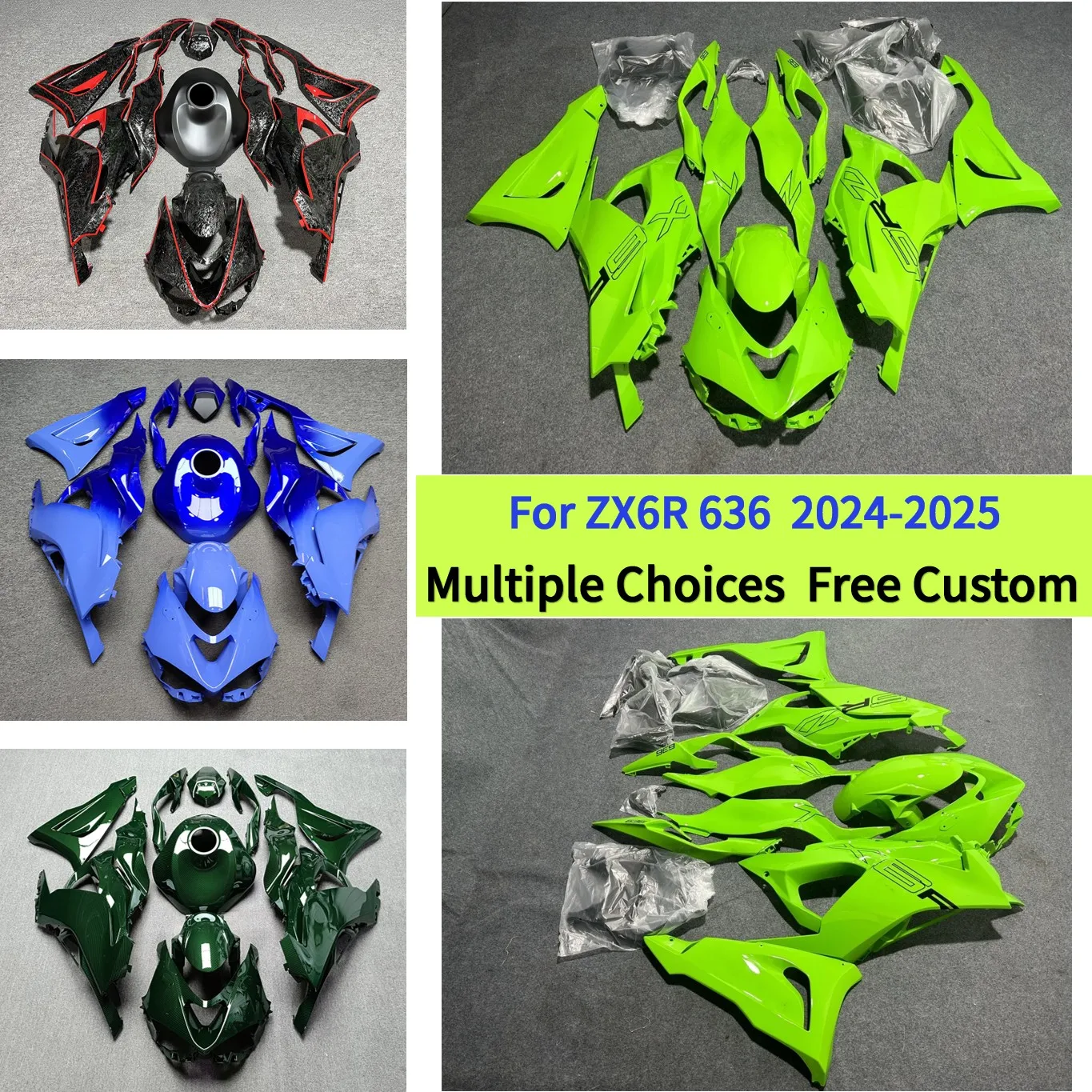 

Для KAWASAKI ZX6R 636 ZX 6R 2024 2025 ZX-6R индивидуальный полный набор кузовных работ из АБС-пластика