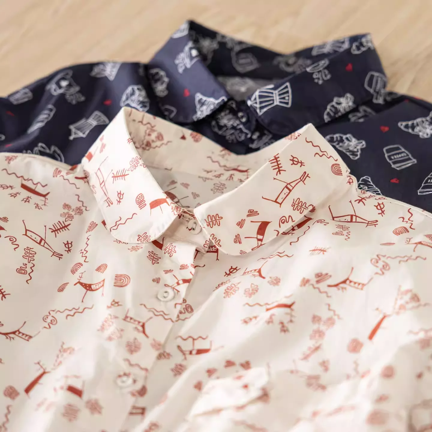 

Весенняя коллекция 2026: Женские приталенные рубашки и блузки из 100% хлопка в стиле Харадзюку, белые, темно-синие, с мультяшным принтом, оверсайз