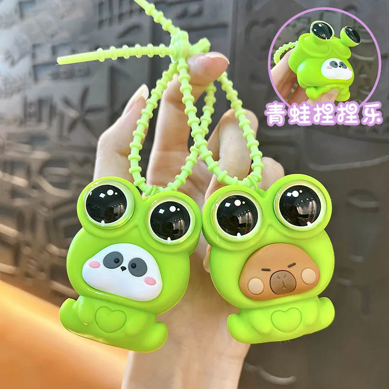 Cartoon Big Eyes Frog Squeeze Eyes Eject Up Toy Keychain Pendant Cute Bag Decoration Pendant Children Stress Relief Fidget Toys