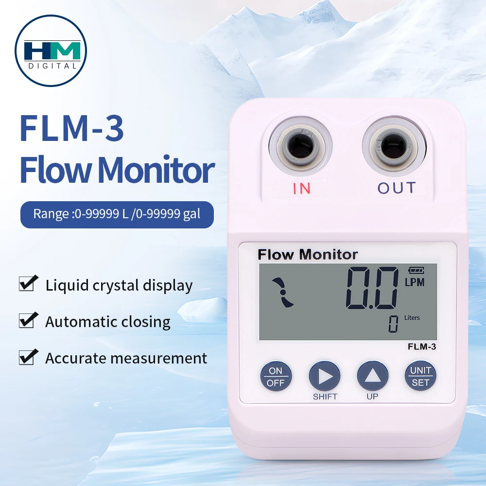 Water Purifier Flow Meter & Sensor Durable Digital Display Water Filter Alarm Power Save Function 0.8-8.0 LPM