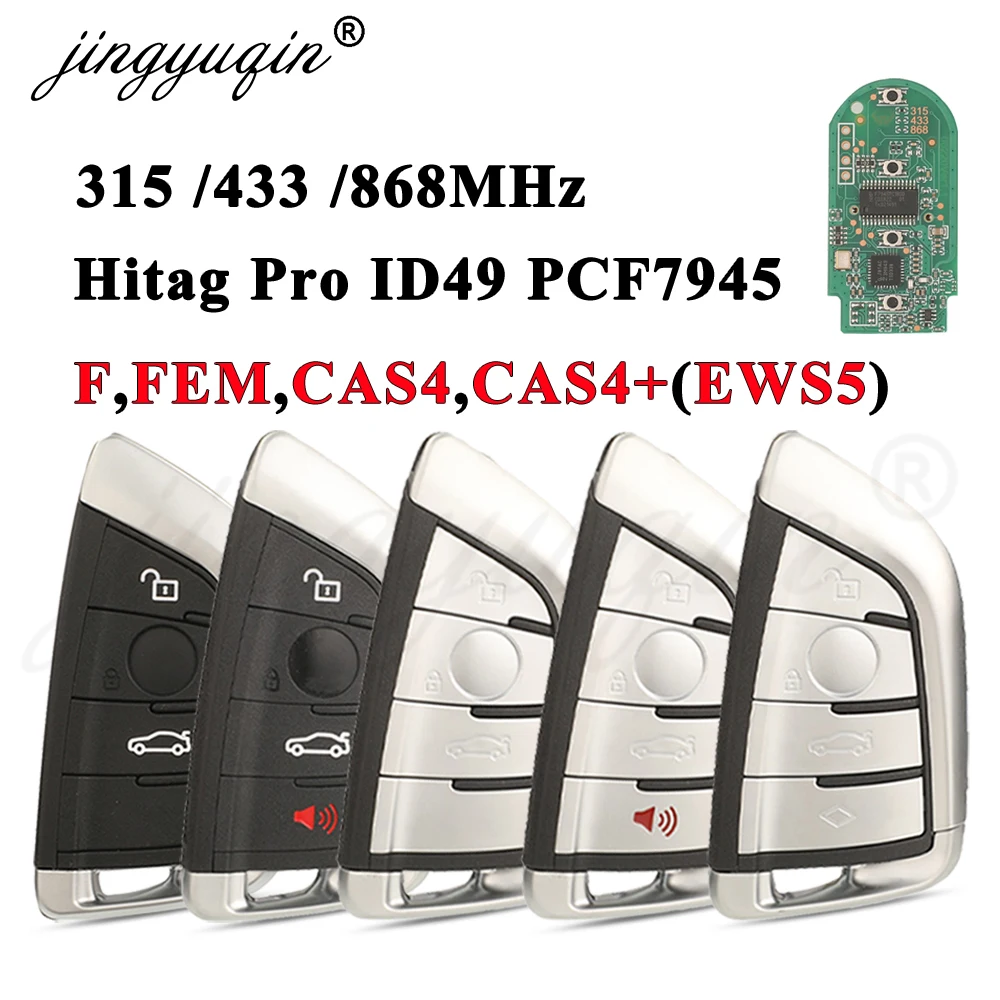 Jingyuqin Smart 3/4 Button 315 /433 /868MHz ID49 PCF7945 Remote Key Keyless Entry Fob for BMW F FEM CAS4 5 7 Series X5 X6 2014+