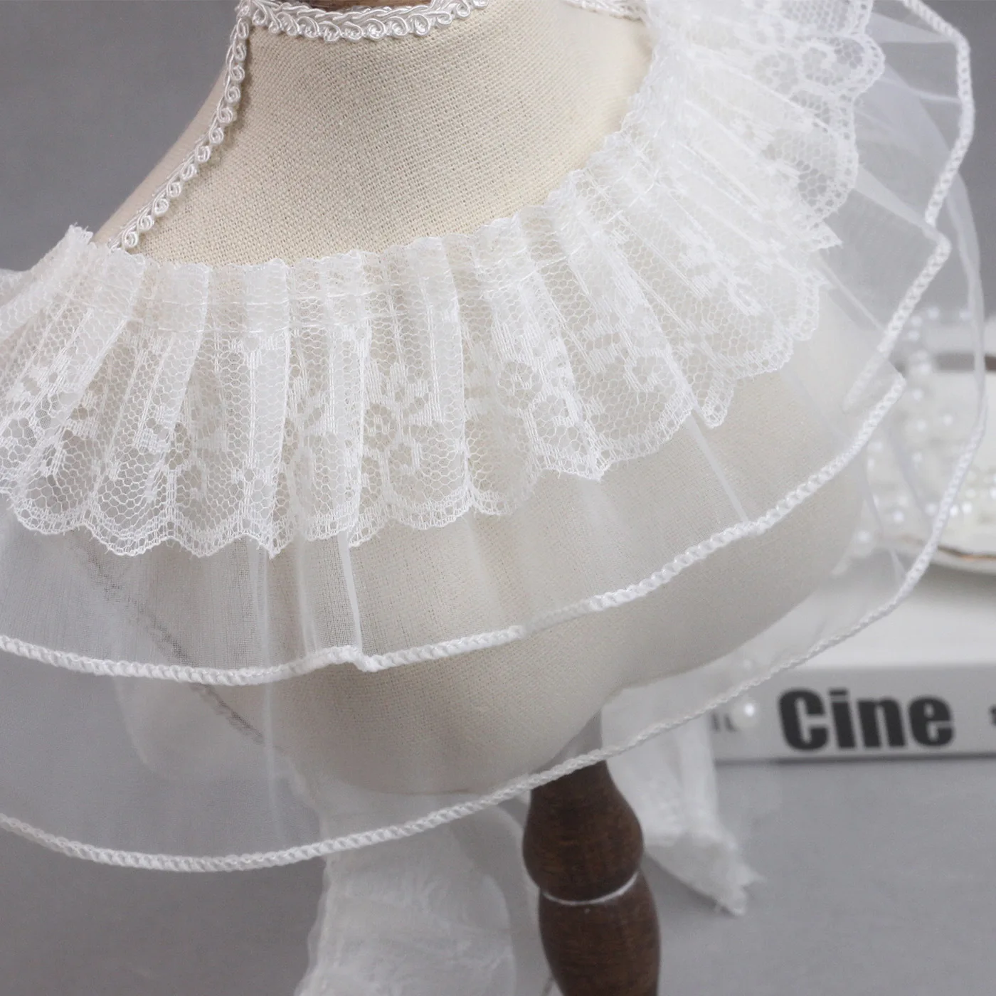 10cm 3-Layer Lace Organza Ruffle Trim Pleated Lace Trim for Skirt Hem Pet Clothing Accessories