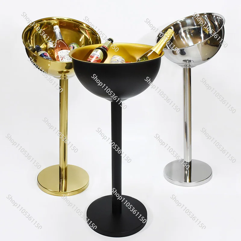 Bar Party Ice Drink Cooler Stand Wine Ice Bucket Stainless Steel High Quality Champagne Wine Bucket Beverage Cooler With Stand