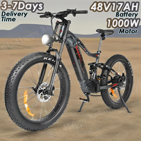 RS-A08 E-Bike 1000W Motor 48V17AH Battery Full Suspension System Electric Bicycle 26-Inch Fat Tire All Terrain Electric Bike