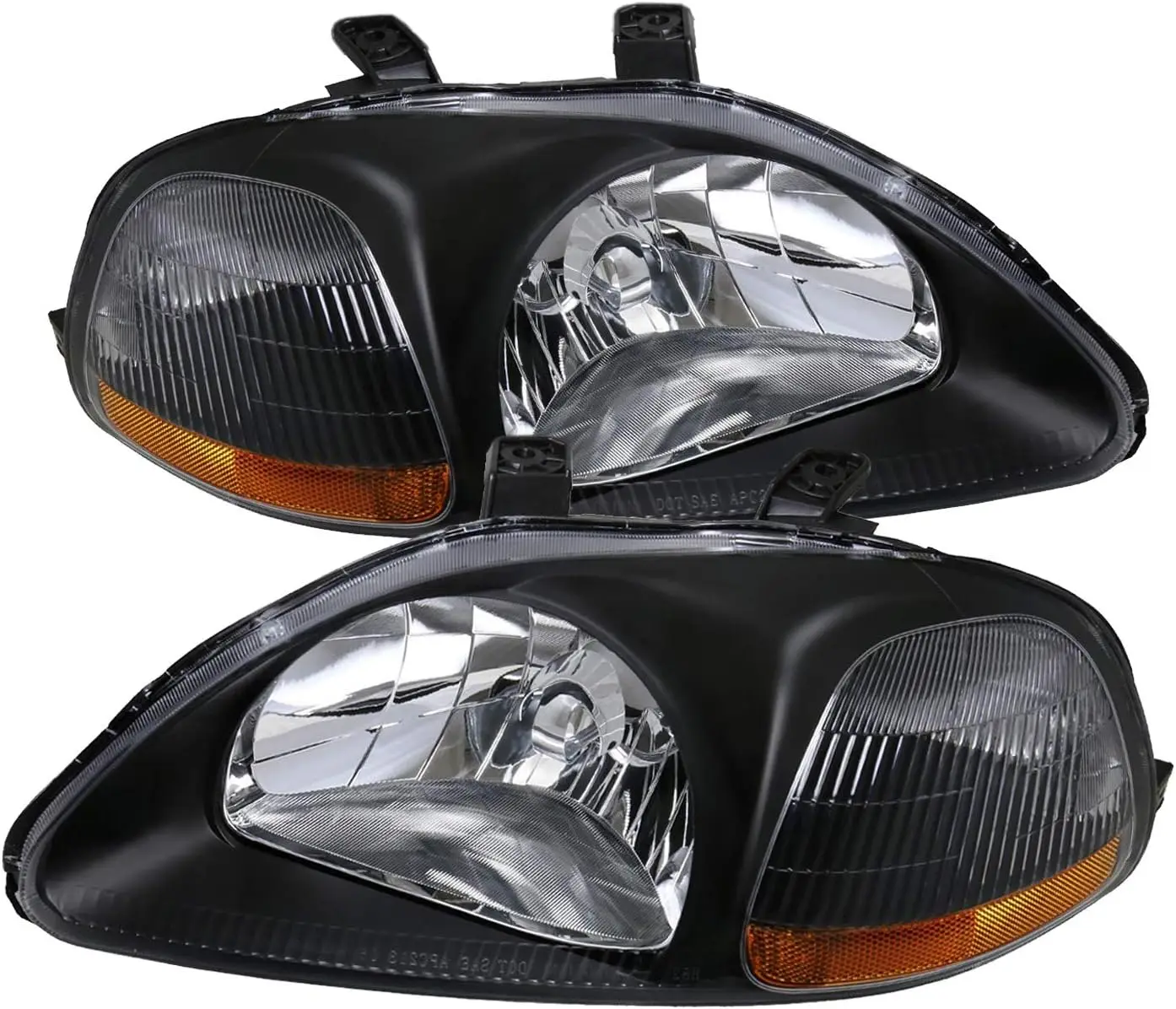 

Sulinso For 96-98 Honda Civic Pair Black Housing Pair Headlights Headlamps Amber Corner Reflector Lamps 2 Years Warranty