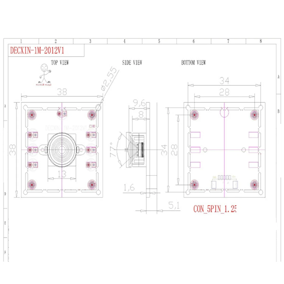 Modul kamera 1MP OV9732 100 derajat MJPG/YUY2 fokus Manual yang dapat disesuaikan 1280x720 dengan kabel 2M untuk WinXP/7/8/10/Linux