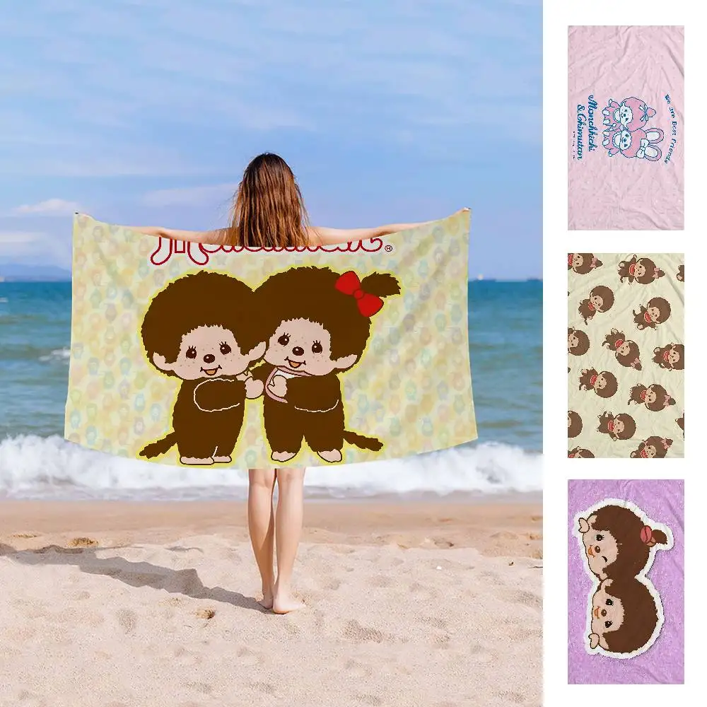 Anime M-Monchhichi Microfiber Printed Beach Towel Mountain Climbing Yoga Beach Swimming Running Absorbent Soft Towel