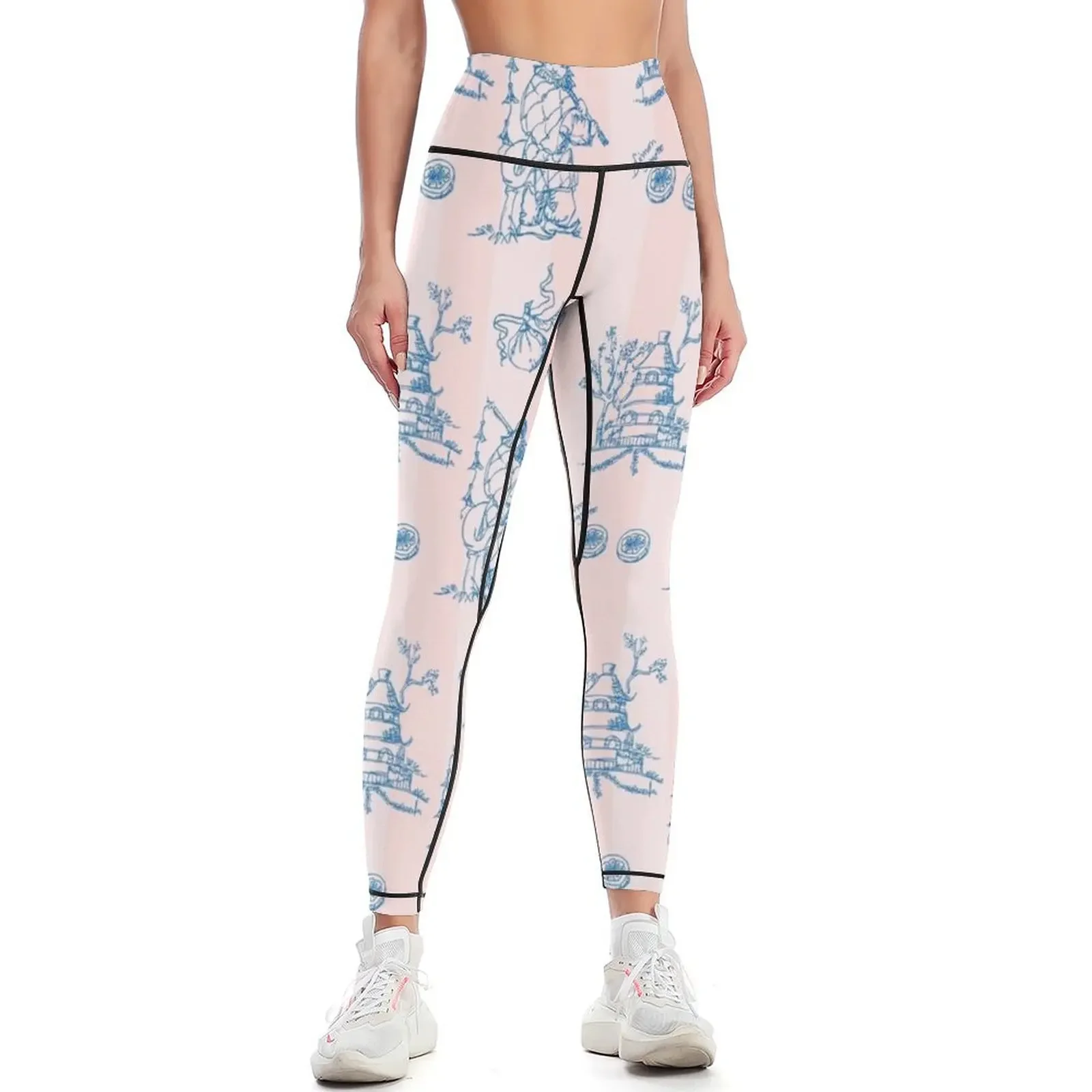 

Toile de jouy, chinoiserie, rolling pattern, wallpaper Leggings Women's trousers gym's clothing fitness set gym Womens Leggings