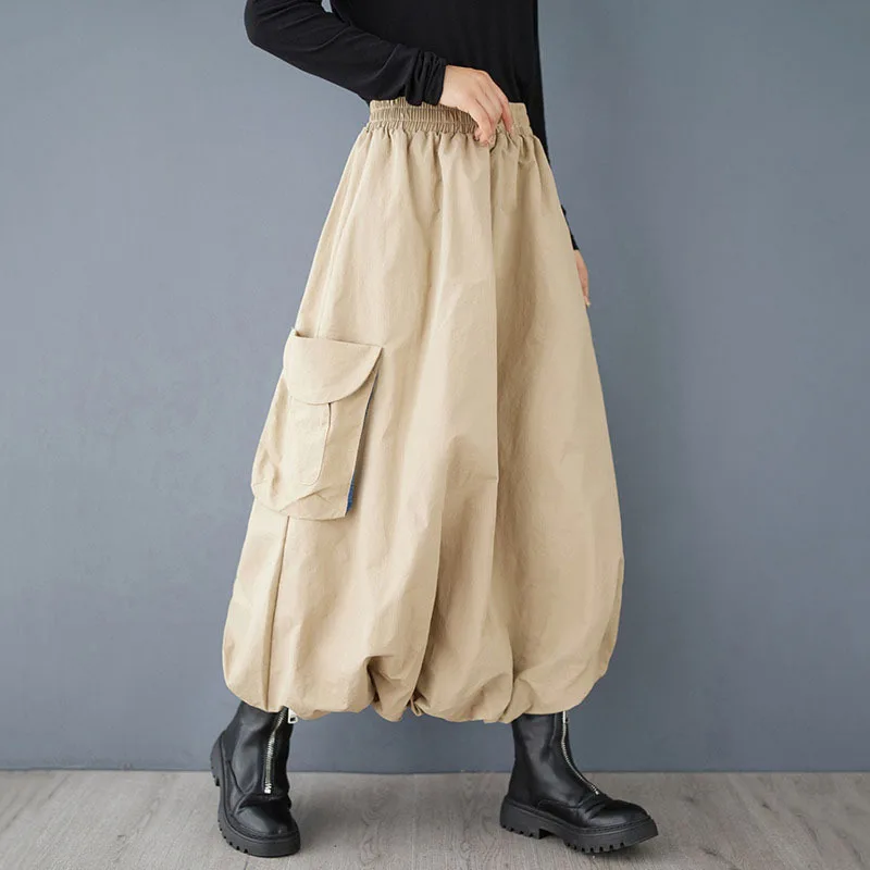 HKSH 2025 Primavera Autunno Nuove Donne Gonna Elastico A Pieghe Patchwork Denim Tasca Versatile Elegante Chic Bud Gonne HK12470