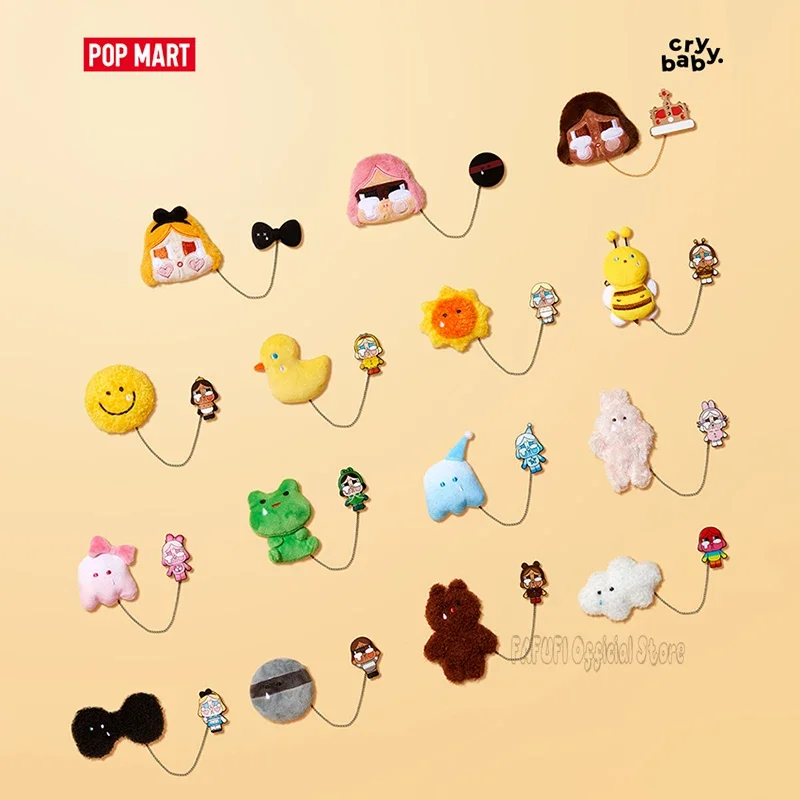 POPMART CRYBABY Crying Again Series Plush Badge Blind Box Toys Kawaii Anime Action Figure Surprise Mystery Box Dolls Girls Gift